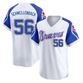 A.Braves #56 Spencer Schwellenbach Player White Throwback Cooperstown Collection T-shirt Game Edoa Stitched Jerseys