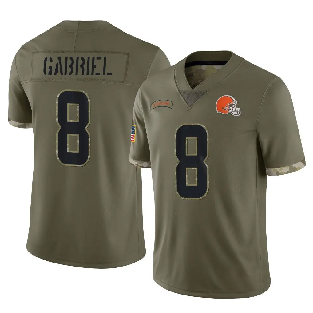C.Browns #8 Dillon Gabriel Player Olive Salute to Service Limited Game Edoa Stitched Jerseys