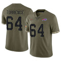 B.Bills #64 O'Cyrus Torrence Player Olive Salute To Service Edoa Stitched Jerseys