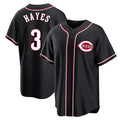 C.Reds #3 Ke'Bryan Hayes Player Black Fashion Out Home Game Edoa Stitched Jerseys