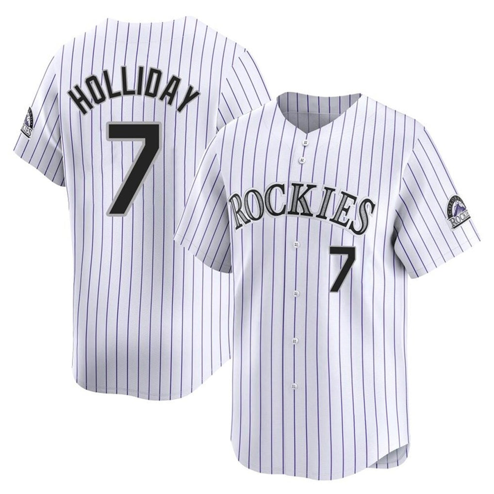 C.Rockies #7 Matt Holliday Player White Limited Home Edoa Stitched Jerseys