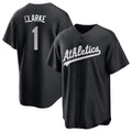 Athletics #1 Denzel Clarke Player Black Fashion Home Game Edoa Stitched Jerseys