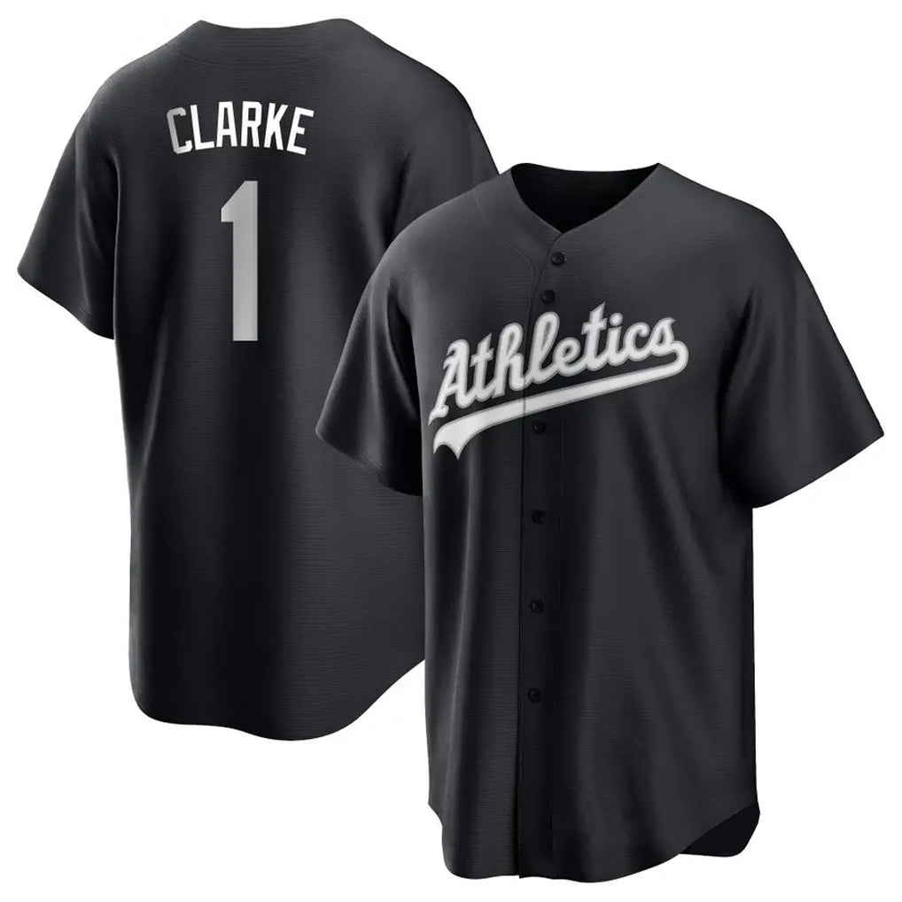 Athletics #1 Denzel Clarke Player Black Fashion Home Game Edoa Stitched Jerseys