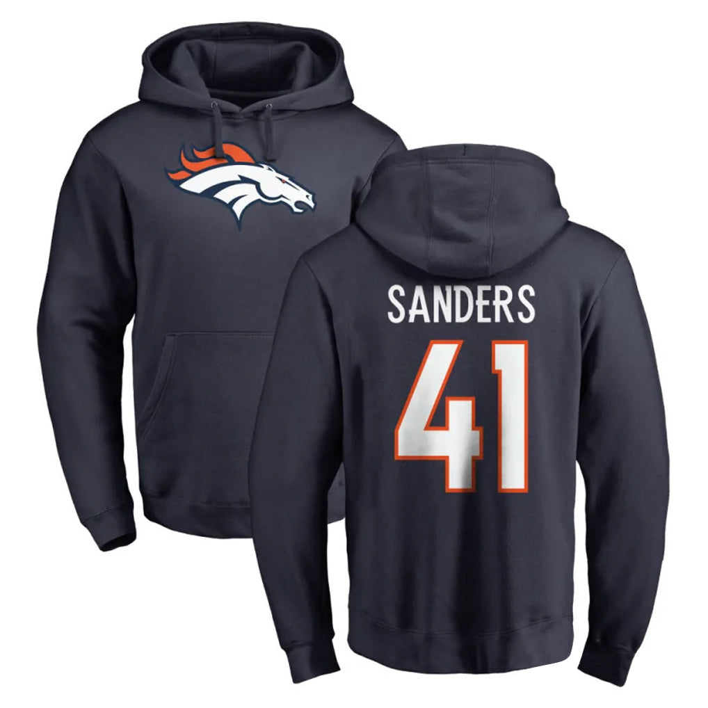 D.Broncos #41 Drew Sanders Player Navy Pullover Hoodie Limited Edoa Stitched Jerseys