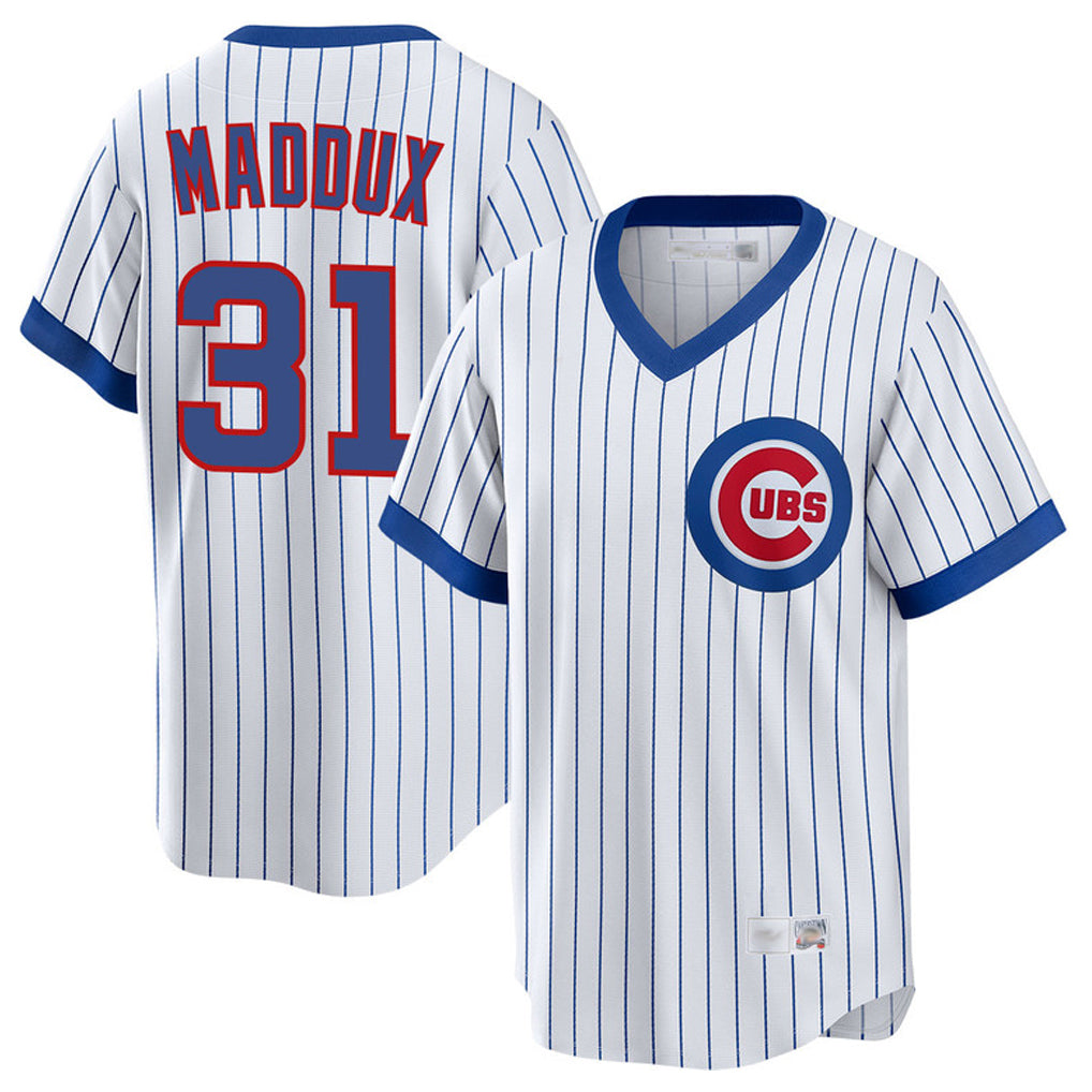 C.Cubs #31 Greg Maddux Player White T-shirt Cooperstown Collection Limited Edoa Stitched Jerseys