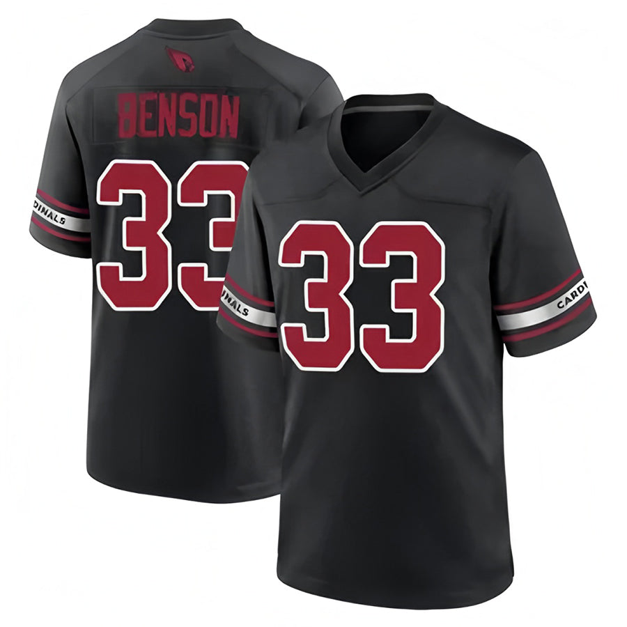 A.Cardinals #33 Trey Benson Player Black Home Game Edoa Stitched Jerseys