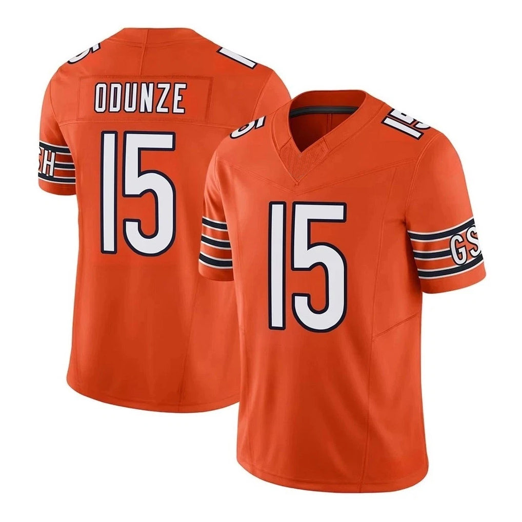 C.Bears #15 Rome Odunze Player Orange Vapor F.U.S.E. Limited Home Game Edoa Stitched Jerseys