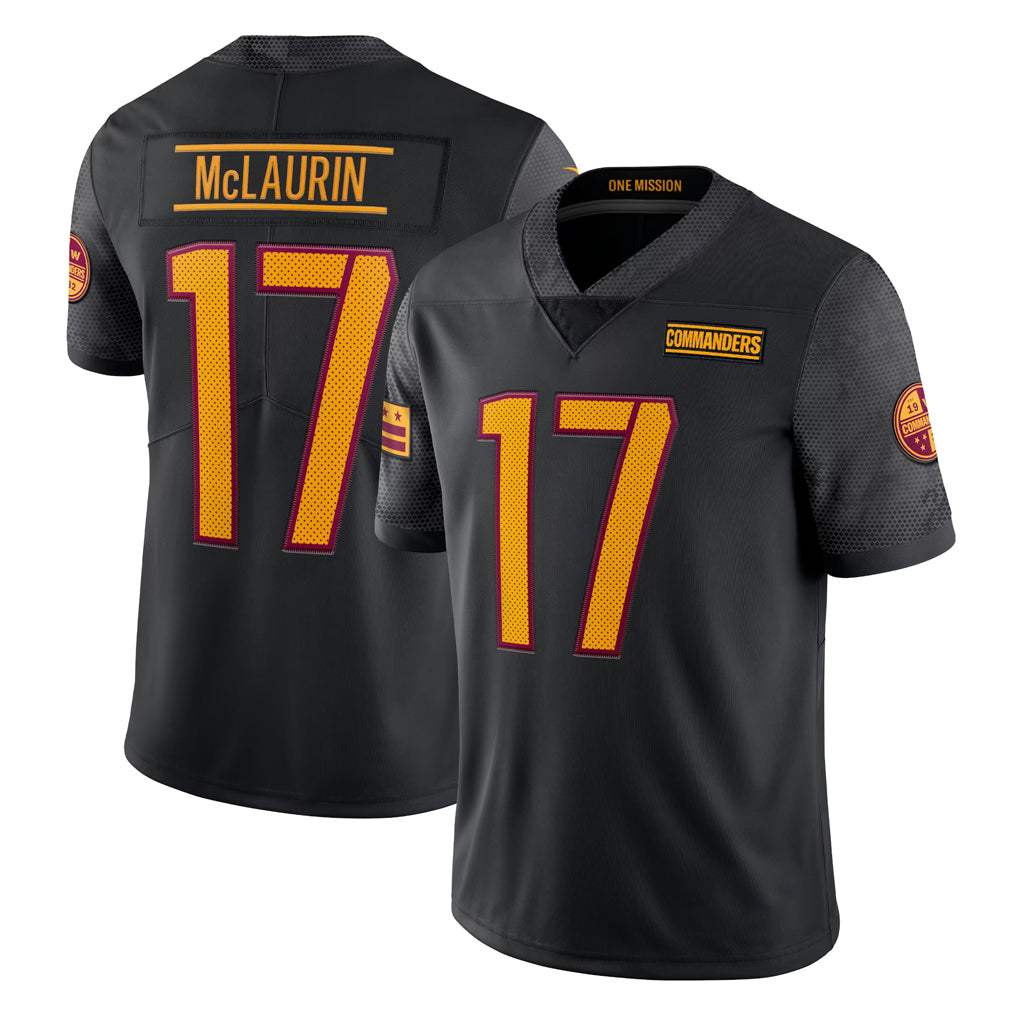 W.Commanders #17 Terry Mclaurin Player Black Vapor Untouchable Home Game Edoa Stitched Jerseys