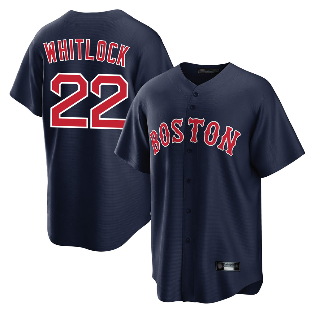 B.Red Sox #22 Garrett Whitlock Player Navy Home Game Edoa Stitched Jerseys