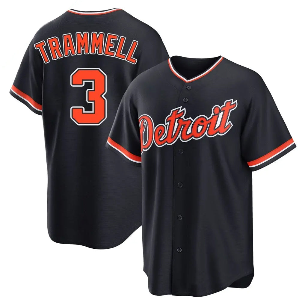 D.Tigers #3 Alan Trammell Player Navy Home Game Edoa Stitched Jerseys