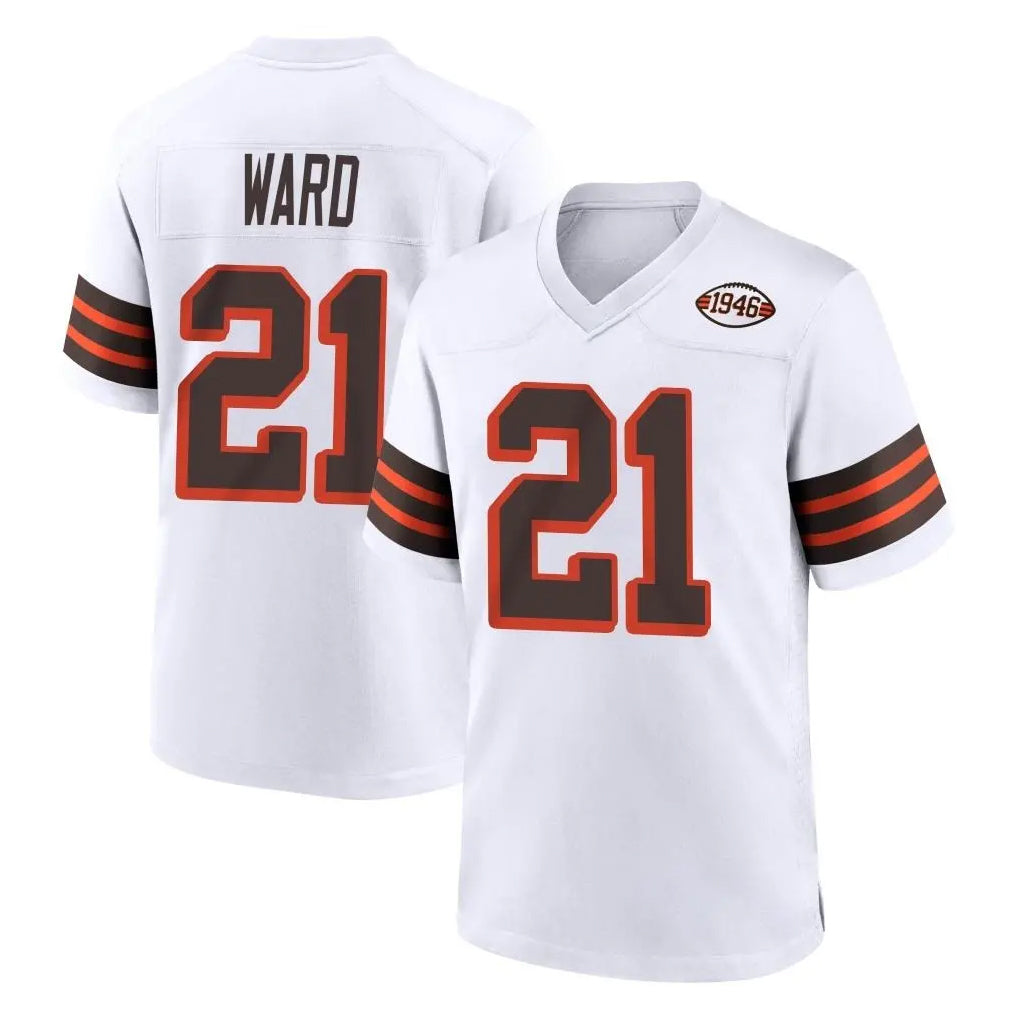 C.Browns #21 Denzel Ward Player White Alternate Home Game Edoa Stitched Jerseys
