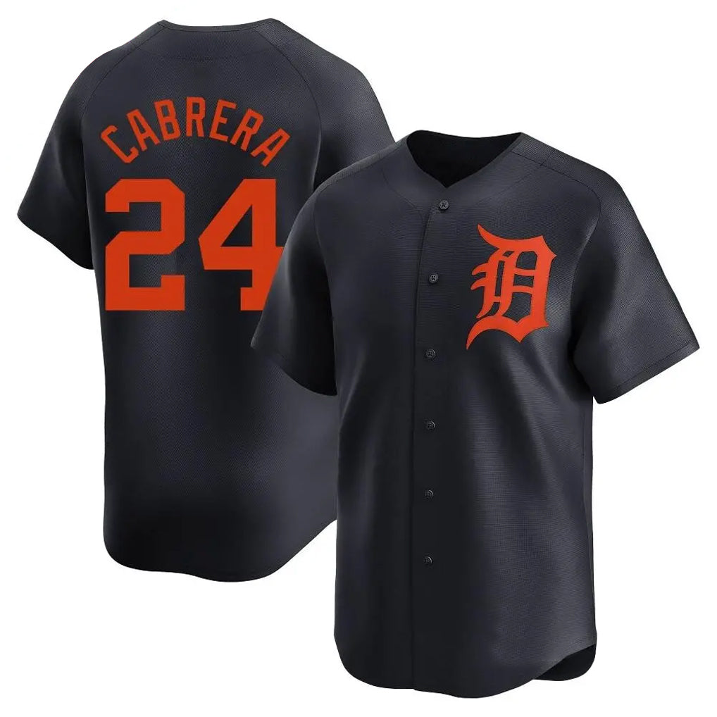 D.Tigers #24 Miguel Cabrera Player Navy Home Limited Edoa Stitched Jerseys