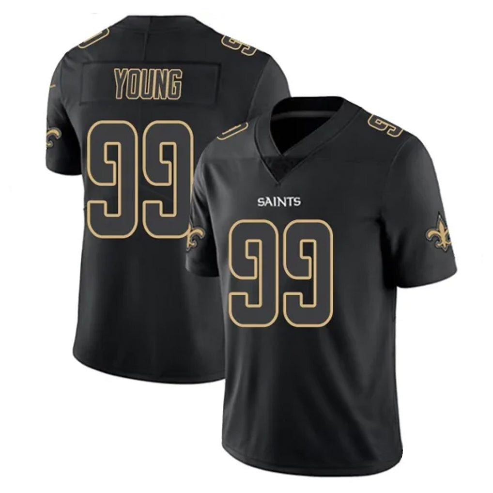 NO.Saints #99 Chase Young Player Black Impact Limited Home Game Edoa Stitched Jerseys