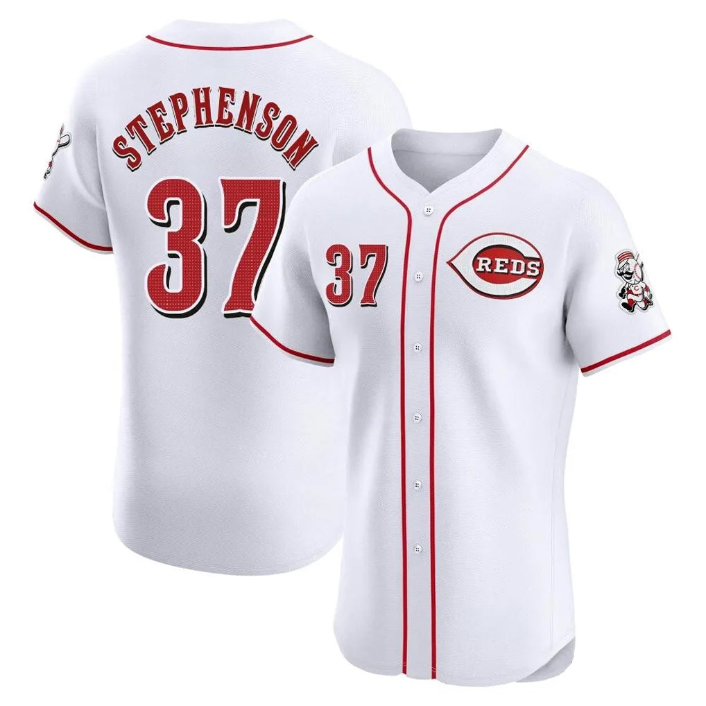 C.Reds #37 Tyler Stephenson Player White Limited Elite Home Edoa Stitched Jerseys