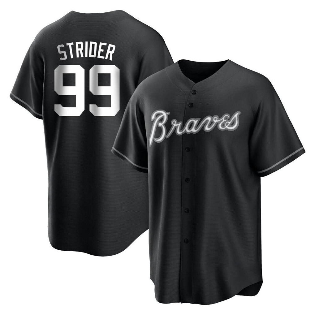 A.Braves #99 Spencer Strider Player Black Home Game Edoa Stitched Jerseys