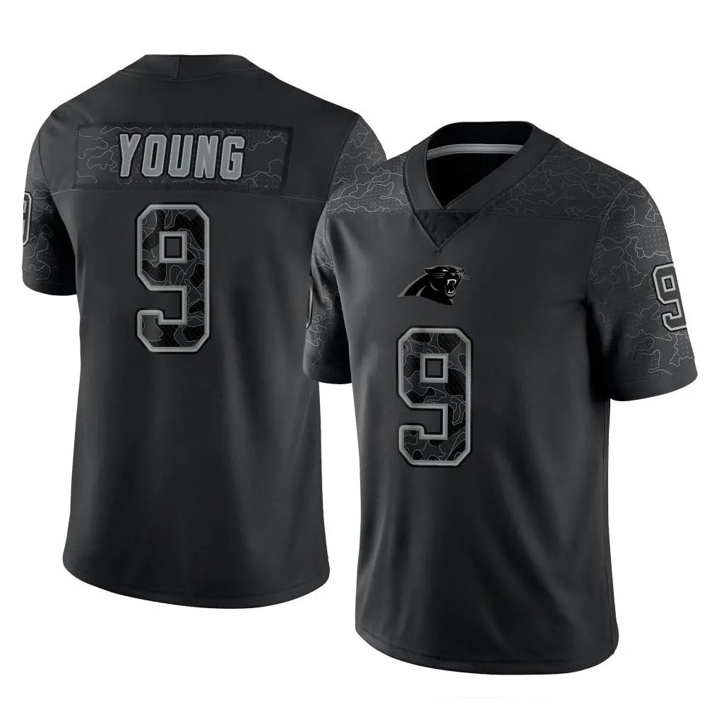 C.Panthers #9 Bryce Young Player Black Limited Reflective Game Edoa Stitched Jerseys