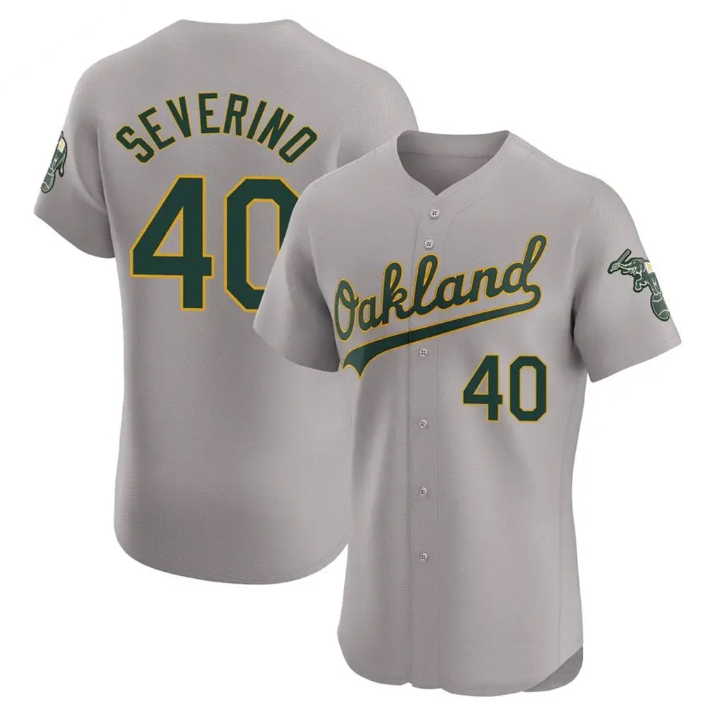 Athletics #40 Luis Severino Player Gray Road Limited Elite Home Game Edoa Stitched Jerseys