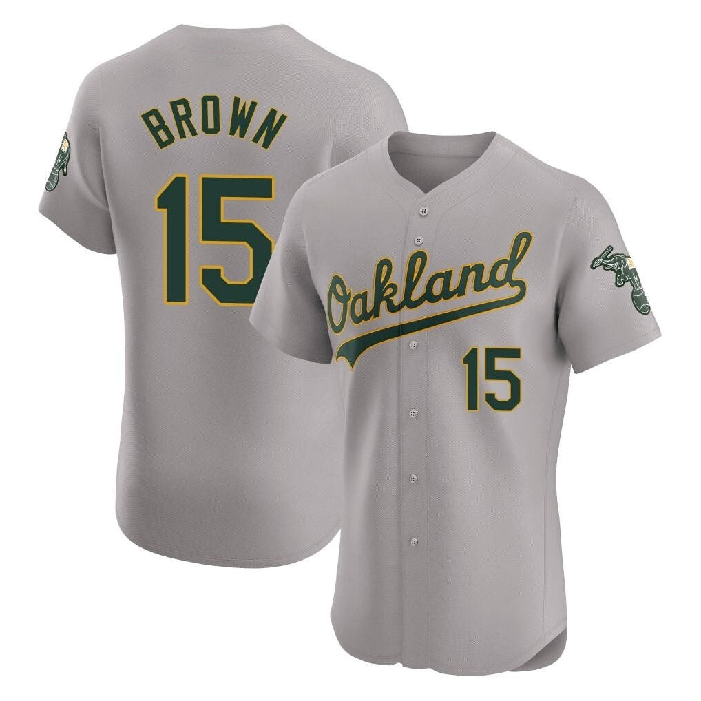 Athletics #15 Seth Brown Player Gray Road Limited Elite Home Game Edoa Stitched Jerseys