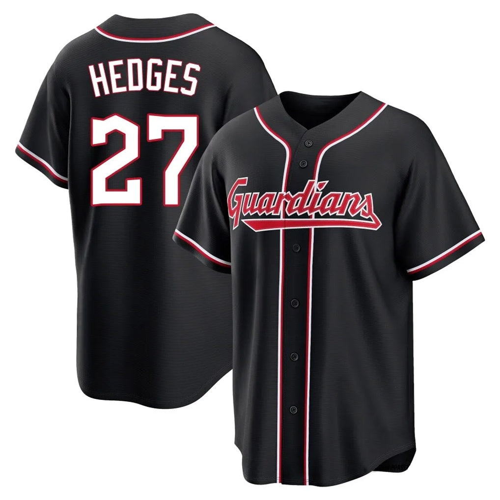 C.Guardians #27 Austin Hedges Player Black Fashion Out Home Game Edoa Stitched Jerseys
