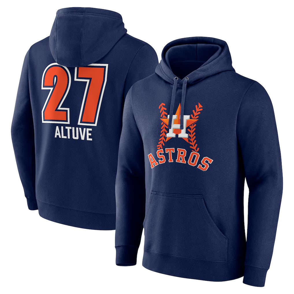 H.Astros #27 Jose Altuve Player Navy Pullover Hoodie Edoa Stitched Jerseys