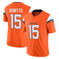 D.Broncos #15 Nik Bonitto Player Orange Vapor F.U.S.E. Limited Home Game Edoa Stitched Jerseys