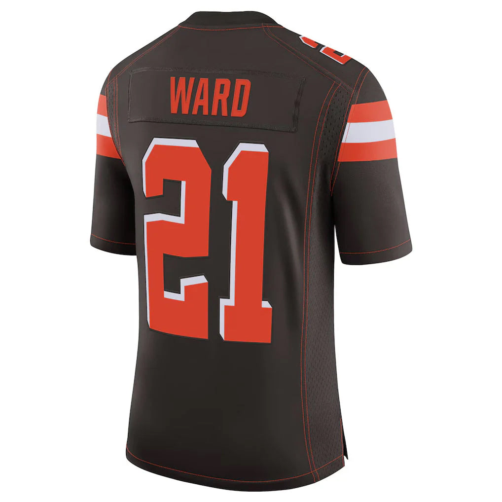 C.Browns #21 Denzel Ward Player Brown Vapor Limited Home Game Edoa Stitched Jerseys