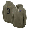 B.Bills #3 Damar Hamlin Player Olive Salute To Service Hoodies Game Edoa Stitched Jerseys