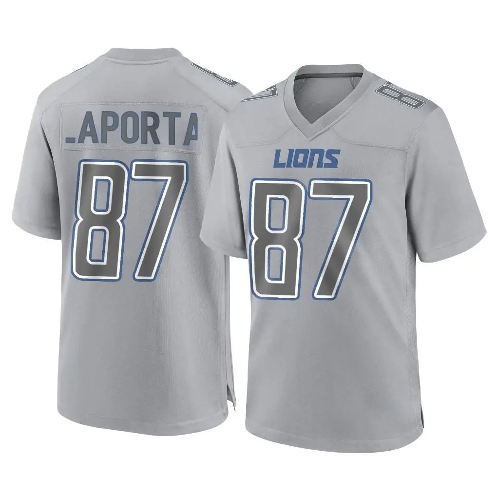 D.Lions #87 Sam LaPorta Player Gray Atmosphere Fashion Home Game Edoa Stitched Jerseys