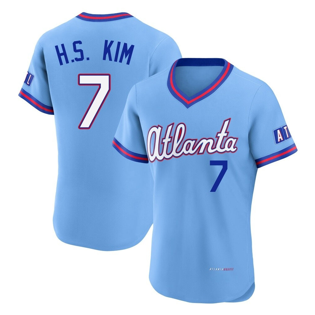 A.Braves #7 Ha-Seong Kim Player Powder Blue 2026 City Connect T-shirt Limited Elite Home Game Edoa Stitched Jerseys