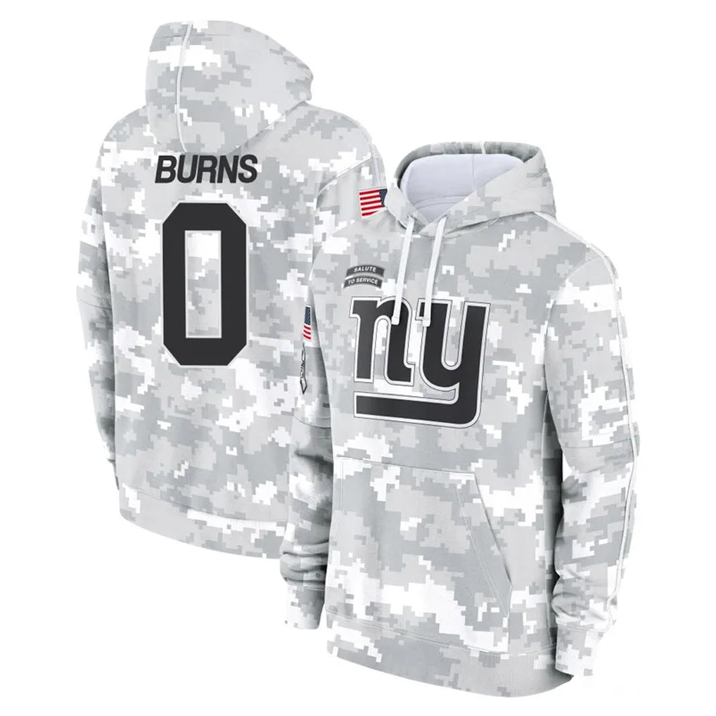 NY.Giants #0 Brian Burns Player Arctic Camo Salute to Service Pullover Hoodies Limited Game Edoa Stitched Jerseys