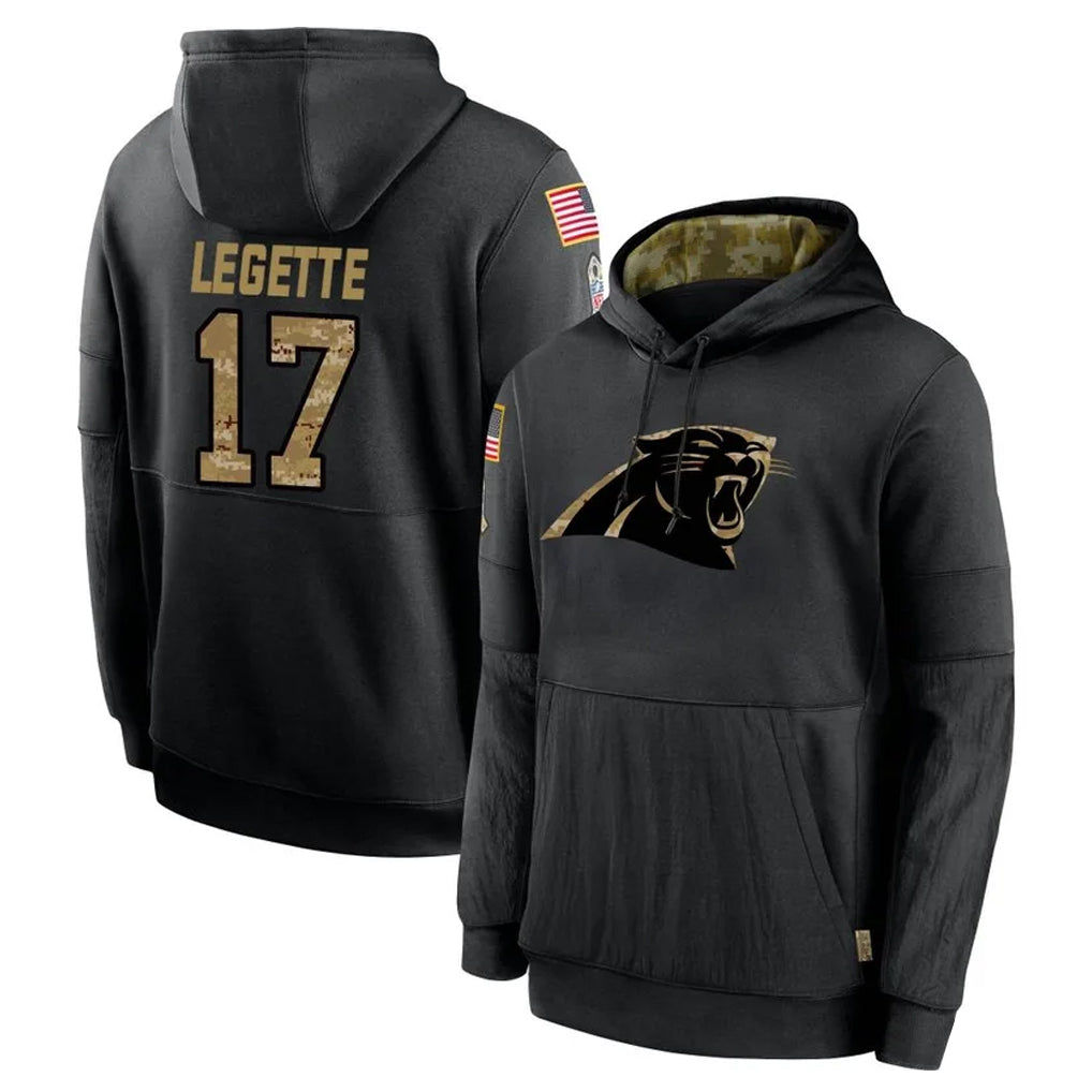 C.Panthers #17 Xavier Legette Player Black Salute to Service Pullover Hoodies Limited Game Edoa Stitched Jerseys