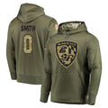 B.Ravens #0 Roquan Smith Player Olive Salute to Service Pullover Hoodie Edoa Stitched Jerseys