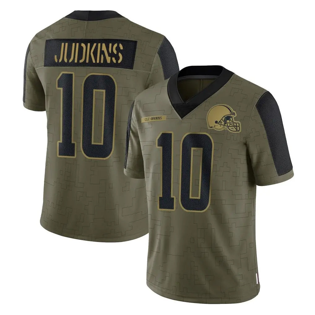 C.Browns #10 Quinshon Judkins Player Olive Salute to Service Limited Home Game Edoa Stitched Jerseys