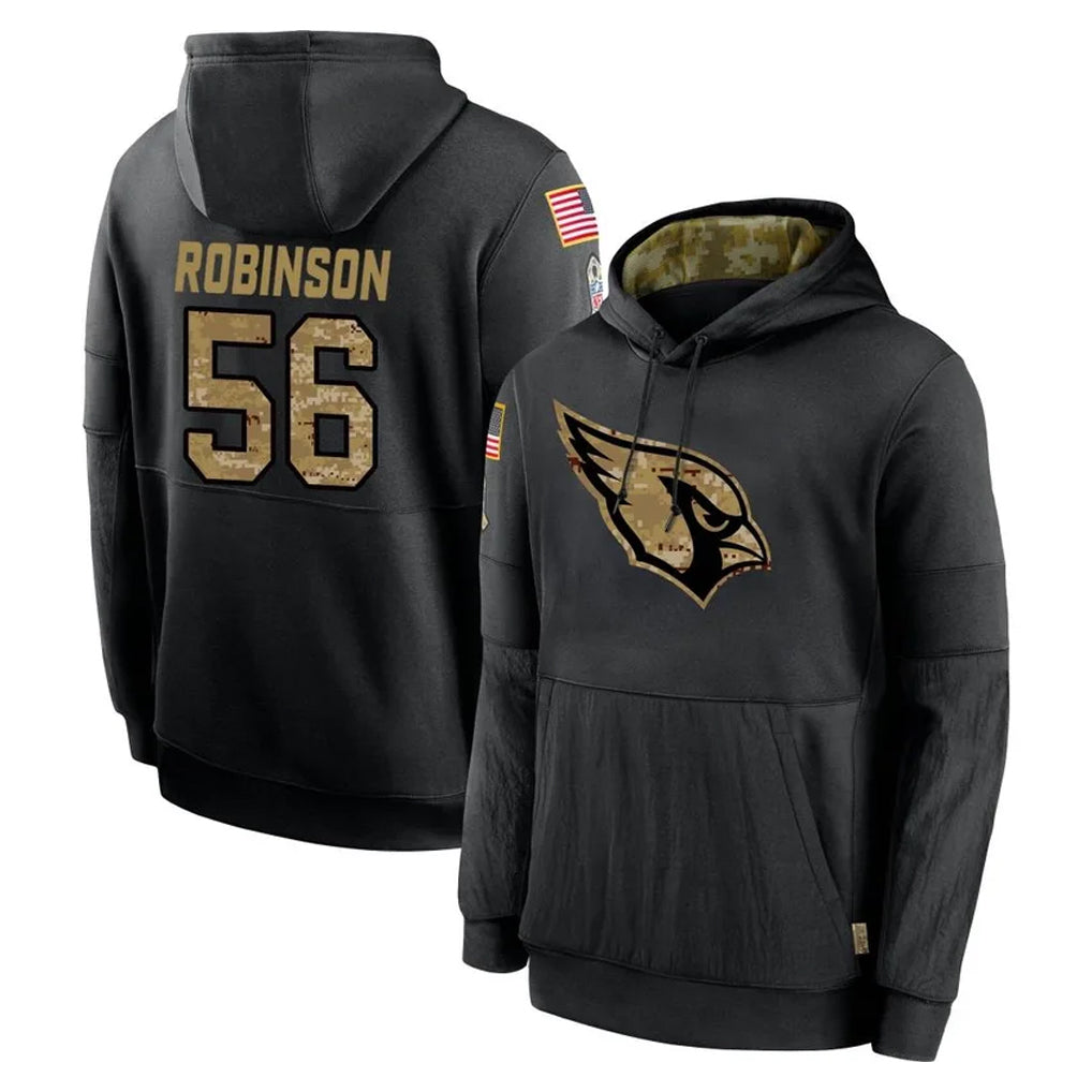 A.Cardinals #56 Darius Robinson Player Black Salute to Service Sideline Performance Pullover Hoodies Home Game Edoa Stitched Jerseys