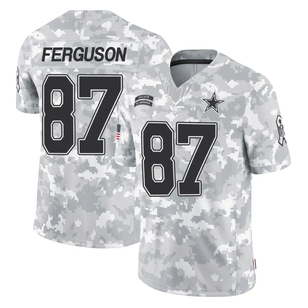 D.Cowboys #87 Jake Ferguson Player Arctic Camo Salute to Service Limited Home Game Edoa Stitched Jerseys