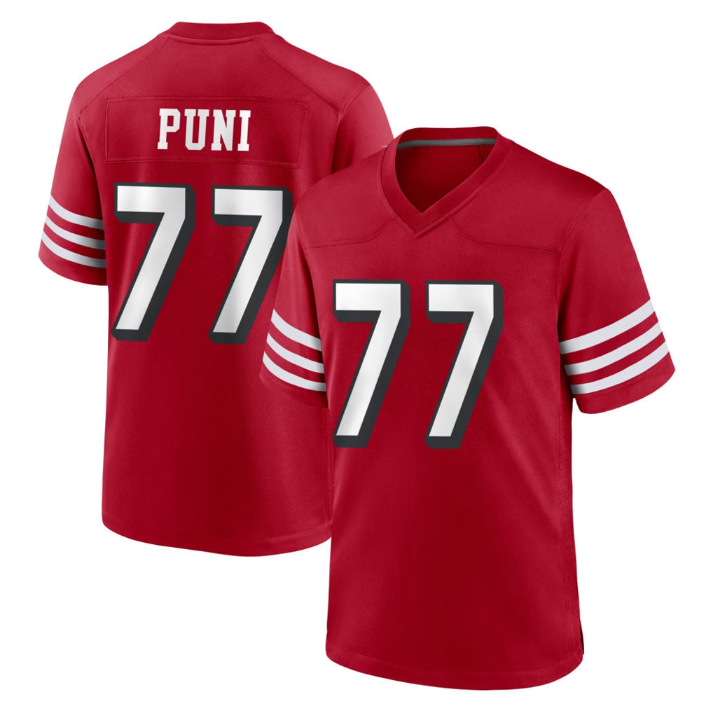 SF.49ers #77 Dominick Puni Player Red Limited Alternate Home Game Edoa Stitched Jerseys