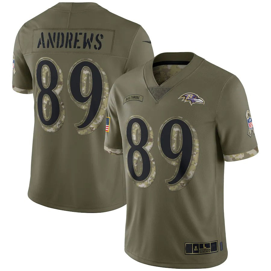 B.Ravens #89 Mark Andrews Player Olive Salute To Service Limited Edoa Stitched Jerseys