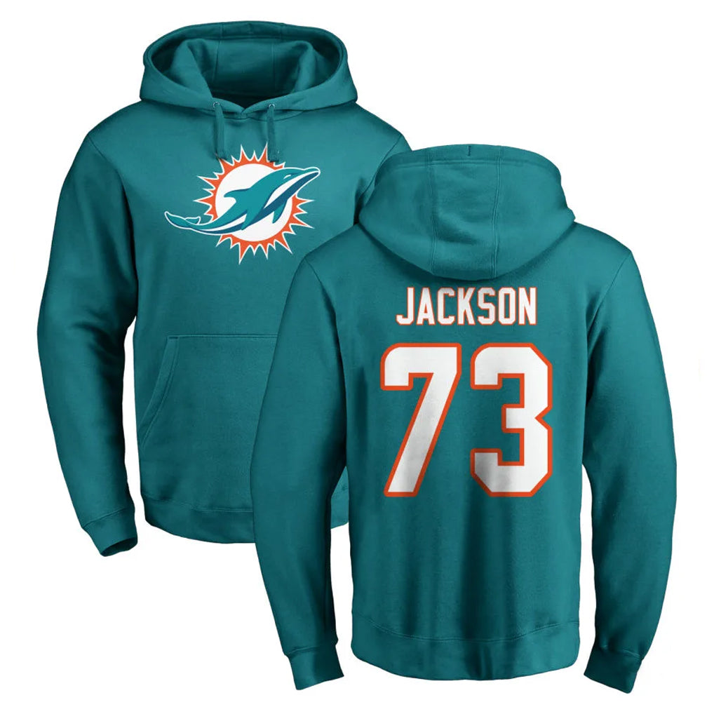 M.Dolphins #73 Austin Jackson Player Aqua LOGO Pullover Hoodies Limited Edoa Stitched Jerseys