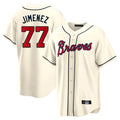 A.Braves #77 Joe Jimenez Player Cream Home Game Edoa Stitched Jerseys
