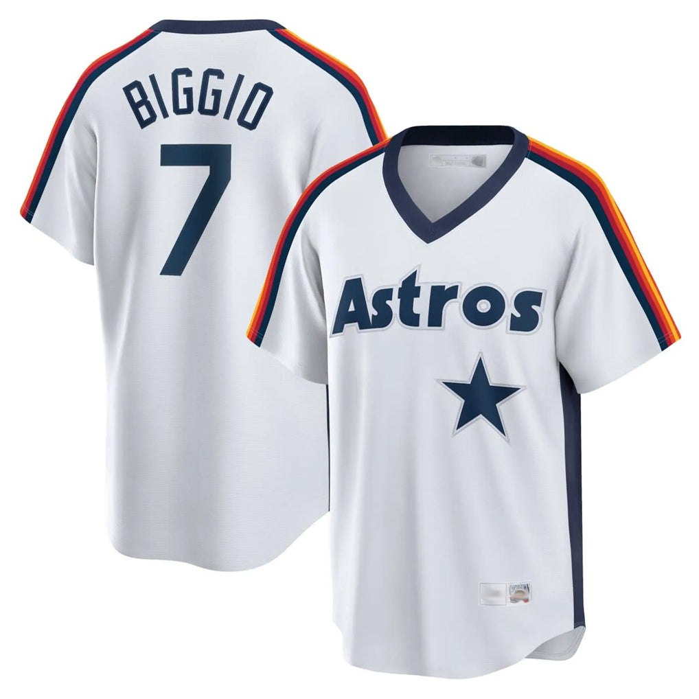 H.Astros #7 Craig Biggio Player White Cooperstown Collection T-shirt Edoa Stitched Jerseys