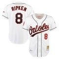 B.Orioles #8 Cal Ripken Player White Mitchell & Ness Home Game Edoa Stitched Jerseys
