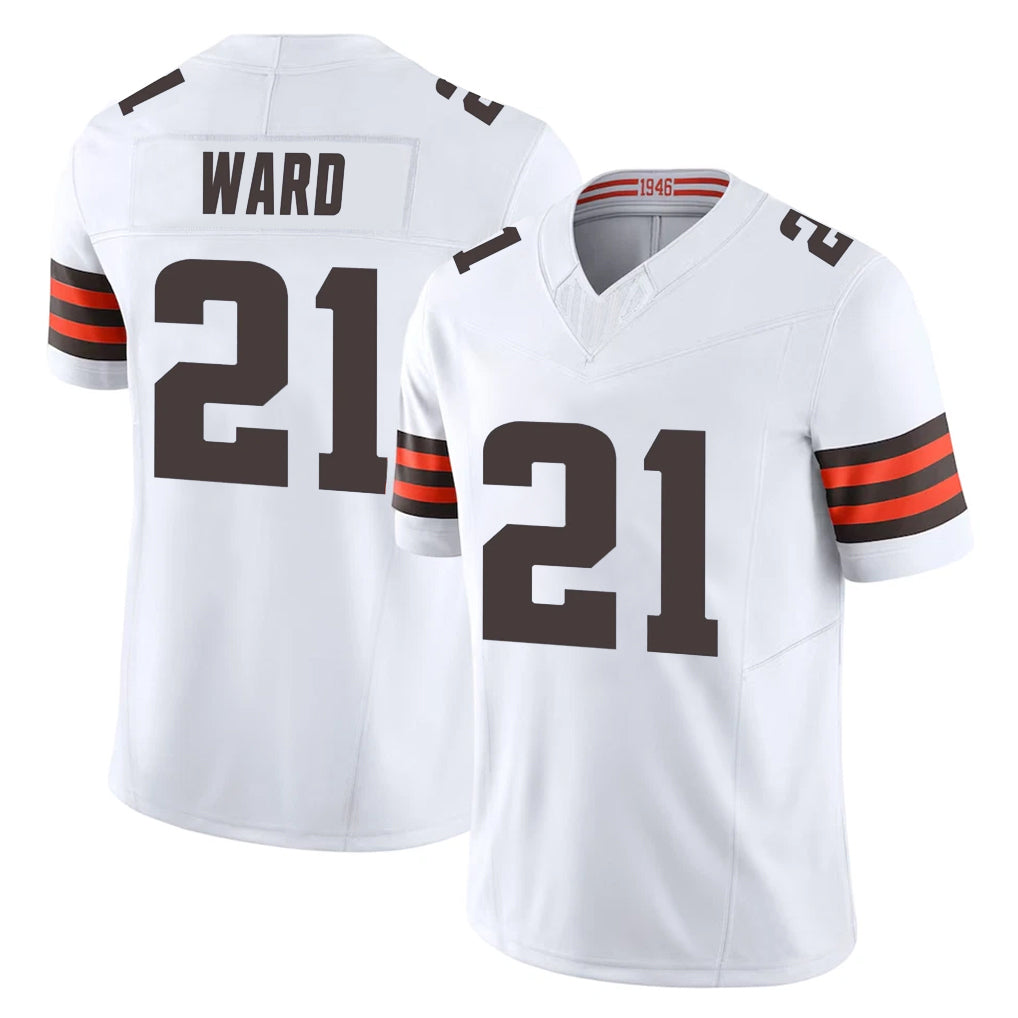 C.Browns #21 Denzel Ward Player White Vapor F.U.S.E. Limited Home Game Edoa Stitched Jerseys