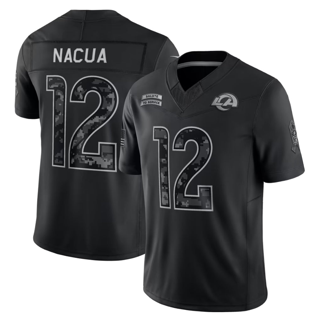 LA.Rams #12 Puka Nacua Player Black Limited 2026 Salute to Service Home Game Edoa Stitched Jerseys