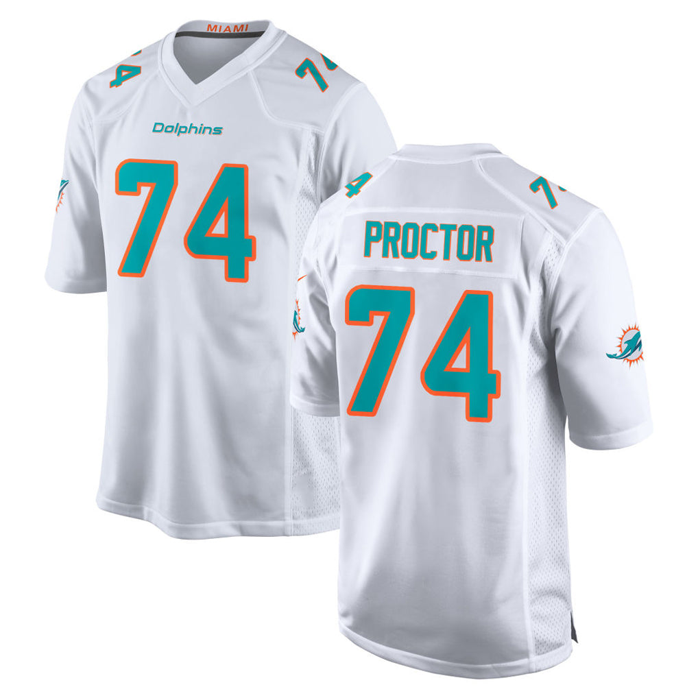 M.Dolphins #74 Kadyn Proctor Player White Limited Home Game Edoa Stitched Jerseys