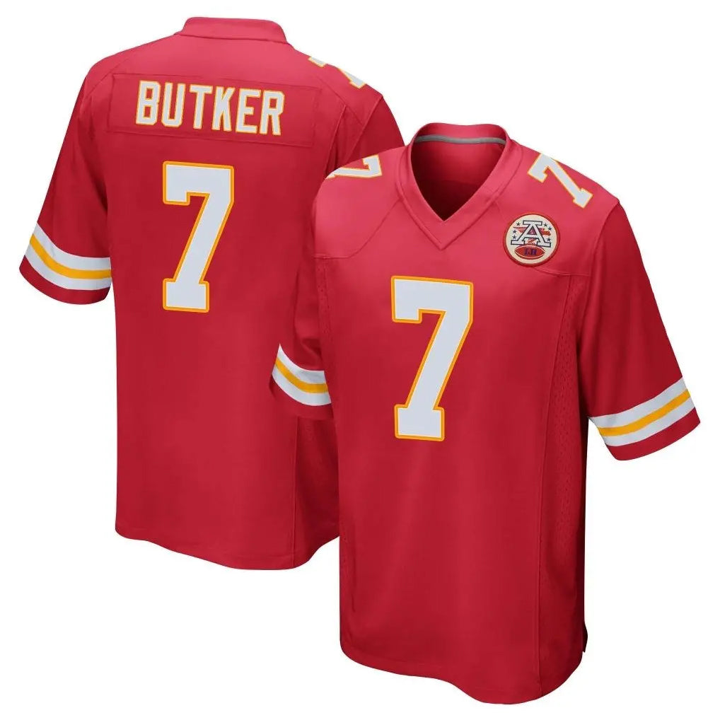 KC.Chiefs #7 Harrison Butker Player Red Home Game Edoa Stitched Jerseys