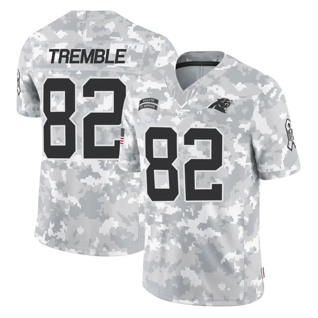 C.Panthers #82 Tommy Tremble Player Arctic Camo Salute to Service Limited Game Edoa Stitched Jerseys