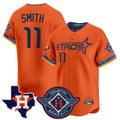 H.Astros #11 Cam Smith Player Orange City Connect Texas Patch Vapor Premier Limited Home Edoa Stitched Jerseys