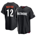 B.Orioles #12 Dylan Beavers Player Black City Connect Home Game Edoa Stitched Jerseys