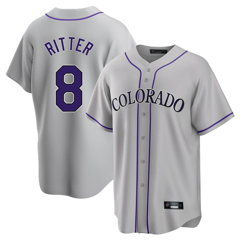 C.Rockies #8 Ryan Ritter Player Gray Game Home Edoa Stitched Jerseys
