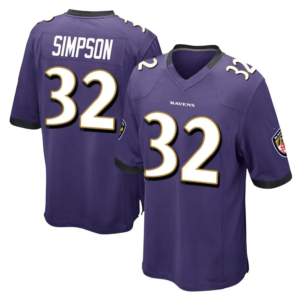 B.Ravens #32 Trenton Simpson Player Purple Home Game Edoa Stitched Jerseys